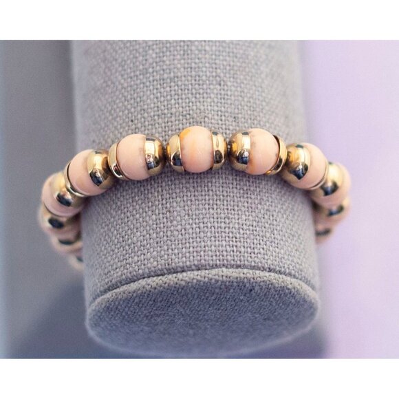 Bohemian Beige and Gold Tone Yoga Beaded Bracelet| 7 inches| Avon| J15 - Picture 2 of 3